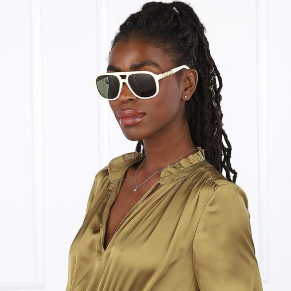 NEW Gucci GG1188S 005 Ivory White Green Pilot Unisex Logo Sunglasses main image 12